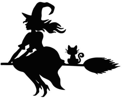 Baoblaze Witch Metal Wall Decor Ornament Halloween Decor Black Silhouette Iron Art Wall Sculpture for Garden Home Fence Patio Backyard