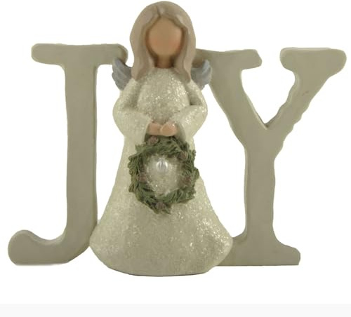 JOY Angel Figurine Christmas Decoration, Resin Letters with Angel