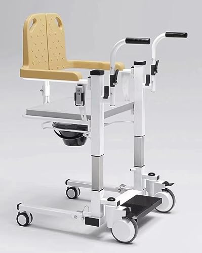 Silla de Ruedas eléctrica para traslado de Pacientes, portátil, con Asiento abatible de 180° y Orinal, para Personas Mayores (Amarilla)