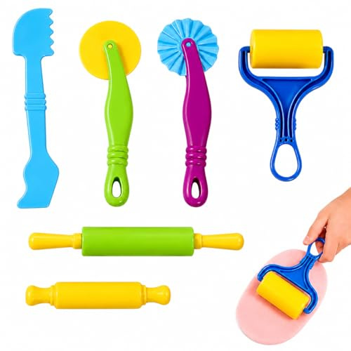 CZAYEFNH Modelliermasse Lufttrocknend Ton, Air Dry Clay Set, 6-teiliges Knete Zubehör Set – Bastelwerkzeuge, inklusive Formen, Schneidewerkzeugen und Vorlagen, sichere langlebige Kunststoff-Werkzeuge
