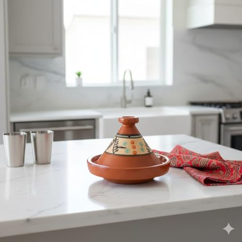 Tajine Pentola Terracotta Piatto Etnico Dipinta a Mano Tradizionale Marocchina Tunisina M 22cm 1811251126 E-Book Omaggio
