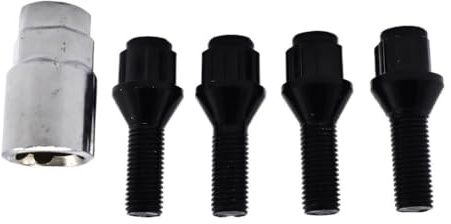 Bulloni per Cerchi in Lega per Serie 6 per E24 E63 E64 Bulloni di bloccaggio per Cerchi in Lega per Auto Dadi per Cerchi Nero M12x1,5 17mm