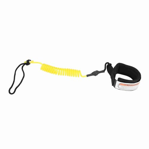 Mtlavishness Laisse de jambe pour planche de surf Laisse de surf à ressort hélicoïdal de 5 pieds avec cordon en PU de 5 mm Manchette de cheville réglable Laisse de planche robuste (Jaune)