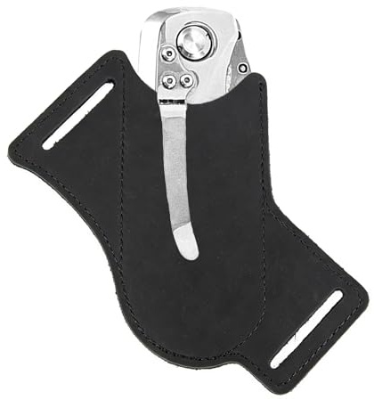 Knife Sheath,Belt Buckle Knife Sheath,Leather Knife Sheaths for Belt,Pocket Knife Folding EDC Belt Knife Holster,Open Top Knife Belt Leather Sheath for 5 inch Folding Knife.Gift for Men.