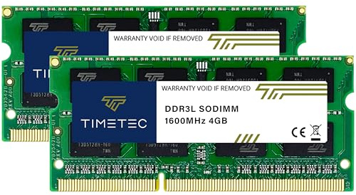 Timetec 8GB KIT (2x4GB) DDR3L / DDR3 1600 MHz PC3L-12800 / PC3-12800 Nicht-ECC ungepuffert 1,35 V / 1,5 V CL11 2Rx8 Dual Rank 204 Pin SODIMM Laptop Notebook PC Computer Speicher RAM Modul Upgrade