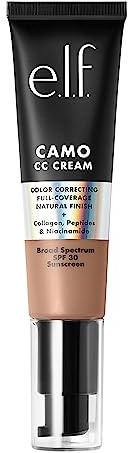 e.l.f. Camo CC Cream, Fond de teint correcteur de couleur à couverture moyenne à complète avec SPF 30, bronzage 415 C, 30 g