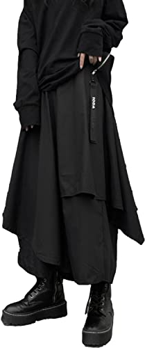 Skateboard Frog Damen Goth Palazzo Y2K Harajuku Baggy Wide Leg Pants Culottes (Einheitsgröße, Schwarz)