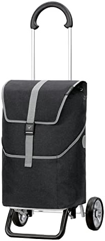 ANDERSEN Einkaufstrolley - Scala Shopper Plus Mikkel schwarz | sehr leicht, klappbar, klein zusammenlegbar, bis 30 kg - Tasche mit Thermofach, Rucksackfunktion, Fronttasche, 37 L