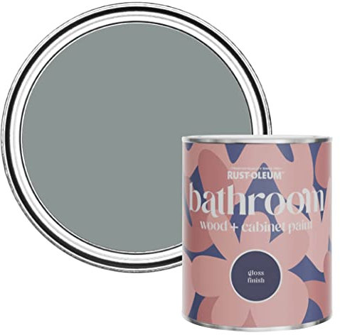 Rust-Oleum Grey Moisture Resistant Bathroom Wood and Cabinet Paint in Gloss Finish - Slate 750ml