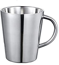 420 ml 300 ml Edelstahl-Kaffee-Bierbecher für Büro, Tee, Milchwasser, Thermobecher mit Verbrühungsschutz, Reise-Trinkgeschirr, 300 ml, Silber, 301,400 ml