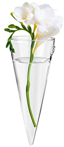Zreneyfex Clear Circular Cone Glass Wall Hanging Vase Flower Vase Bottle for Plant Holder Flower Creative Decor Cone Type Vase Succulent Planter Arrangement for Bedroom Kitchen Living Room Office