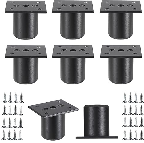 SUMTree 8 Stück 5cm Möbelfüße aus Alulegierung Schrankfüße Beine für Stühle Tisch Schrank Schreibtisch Sofa Möbelbeine mit Schrauben Einfachen Montage Runde(Schwarz)