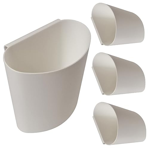Abaodam Cesta Colgante Pequeña Para Carrito De Ruedas, Cubo Plástico Blanco Compacto, Accesorio Portátil Multiusos Para Hogar, Cocina y Salón, Juego De 4 Piezas