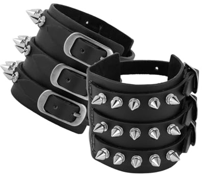 Eigso PU Leder Armband Punk Gothic Breites Armband mit Verschluss für Damen Herren verstellbar