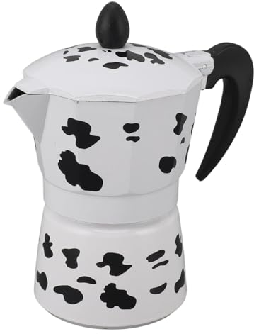 de Aluminio, Portátil, Ligera, Llamativa, Color Vaca Lechera, Moka Pot, Rico Sabor para café Al Aire Libre (3 Tazas 150ML)