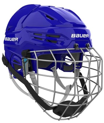 Bauer Re-Akt 55 - Casco combinato per hockey su ghiaccio con griglia, taglia S, colore: blu