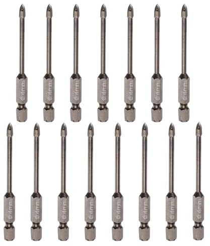 sourcing map 20pcs Titanium Masonry Drill Bit, 4mm Concrete Drill Bits Ceramic Tile Drill Bit with 1/4 Hex Shank 74mm Length for Ceramic Tile Marble Mirror Glass Concrete Brick Plastic Wood