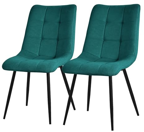 ML-Design Esszimmerstühle 2er Set Petrol, Wohnzimmerstühle mit Stoffbezug & schwarzem Stahlgestell, Küchenstühle mit Rückenlehne, Polsterstühle für Esszimmer Wohnzimmer Küche Büro, Gepolsterte Sessel