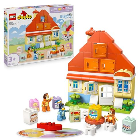 LEGO Duplo Bluey Casa Familiar de Bluey con Juego de Memoria - Juguete Interactivo Infantil 2 en 1 - Juego de Mesa -3 Figuras y Ventanas Que Se Abren - Regalo para Niñas y Niños de 3+ Años 10459