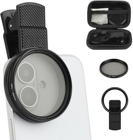 Polarisationsfilter für Handykamera,52 mm CPL Filter,Tragbares polarisations Kamera Objektiv für iPhone, Samsung, Android-Smartphones