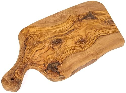 Abio Tabla de cortar de madera de olivo Curvo, 39 x 17 x 2 cm, tabla de cocina, tabla de cocina, tabla de cortar de madera, tabla para servir, tabla de desayuno, TG143R.E