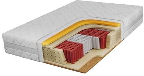 MKS MEBLE 7-Zonen-Multipocketmatratze mit Visco- & Kaltschaum-Schichten – ergonomisch, punktelastisch & atmungsaktiv – Härtegrad H3/H4 – ELORI (Bezug Sivo, 90 x 200 cm)