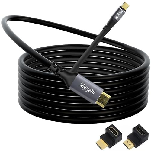 Mygatti Câble USB C vers HDMI 4K,Type-C vers HDMI UHD-15M | Connecteur Plaqué or,Compatible avec Thunderbolt 4/3, pour iPhone 15 série, MacBook Pro/Air, iPad Pro/Air, etc.