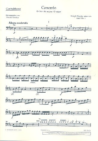Concerto D-Dur: op. 101. Hob. VIIb:2. Violoncello und Orchester. Kontrabass.