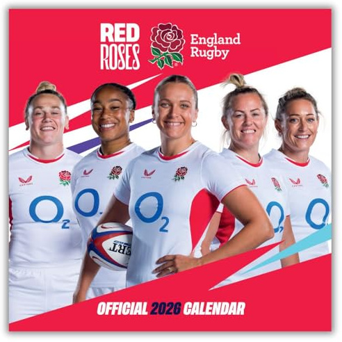 England Women's Rugby Official 2026 Square Wall Calendar