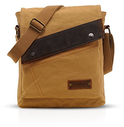 FANDARE Vintage Messenger Bag Umhängetasche Schultertasche Laptoprucksäcke Tasche Crossbody Bag Kuriertasche Frauen Herren Segeltuch Khaki