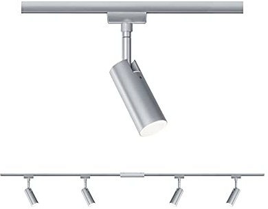 Paulmann 96900 LED URail Track System Spotlight Set Tubo, Ceiling lamp swivelling, Spotlight Ceiling Spotlight 4-Flame Chrome matt, 3000K Warm White, 5 W [Energy Class A++]