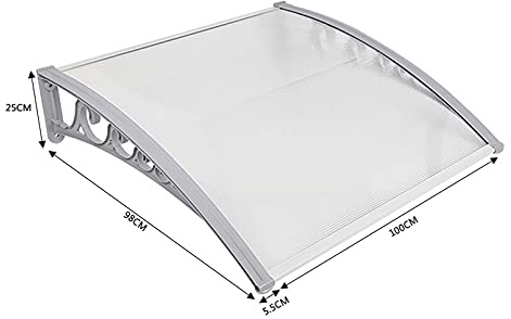 Vordach für Haustür - Fenstermarkise aus Aluminiumlegierung - Durchscheinendes Markisenvordach (100 * 100cm)