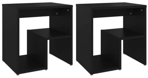 vidaXL 2x Bed Cabinets Modern Home Bedroom Living Room Furniture Accessories Bedside Storage Cabinet Side Table Nightstand Chipboard Black