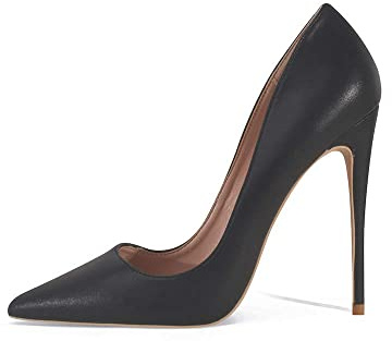 Zhabtuc Scarpe da Donna, Punta a Punta, Tacco Alto 12 cm, Stiletto da Party, Pumps con Superficie Opaca, Nero, 37 EU