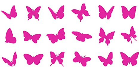 Pack of 18 Various Small Butterfly Insect Cute Stickers - Butterfly Wall Decor- Scrapbook Stickers - Stickers for Children - Butterfly Decor - Mirror Stickers - Laptop Stickers (Extra-Small, Pink)