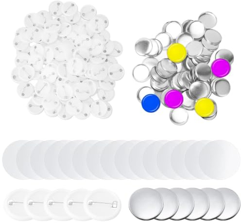 100 set med runda metallknappar för märkesknappar, knappmärkessats, knapptillbehör, knappdelar för knappmaskin, tom knapp som gör, 32MM, Plast