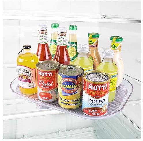 Lazy Susan - Organizador y almacenamiento para refrigerador, organizador y almacenamiento de nevera, cuadrado Lazy Susan para refrigerador, carrusel de especias acrílico organizador de tocadiscos para