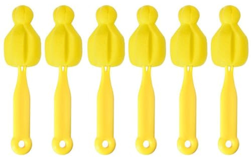 ZAAWUUT 6 Pieces Long Handle Bottle Nipple Cleaner,Sponge Scrubber Brush for Deep Cleaning (Yellow)