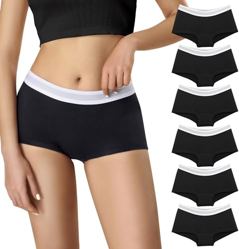 Lakpoau Boxershorts Damen Unterwäsche Baumwolle Unterhosen Damen Hipster Unterwäsche Frauen Pantys Panties Hotpants Underwear Women Unterhose Boyshorts Slip Mehrpack 6er Pack BL XL