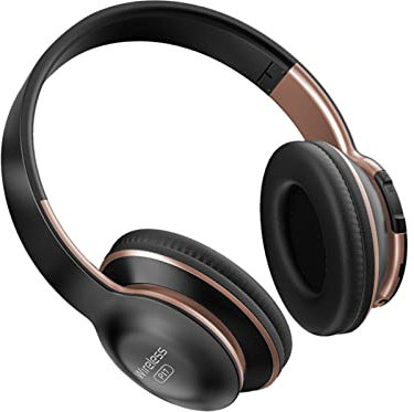 Fiauli Bluetooth Headphones Over Ear,HIFI Stereo Wireless Headphones,Lightweighjt Adjustable Wireless Headphones Over Ear with Line Plug,8H Playtime Bluetooth 5.0 Foldable Headset for PC Phone (Black)