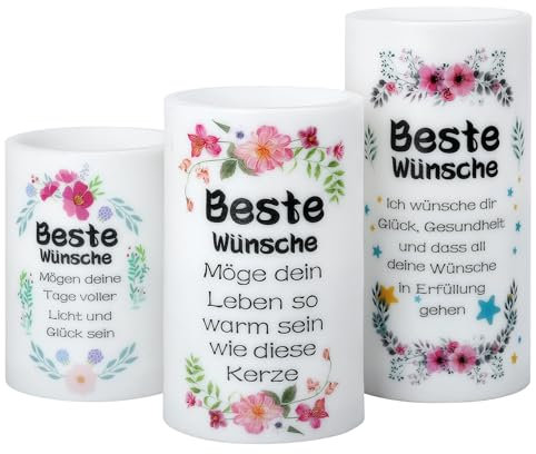 EXTSUD Gelb LED Kerze mit Timerfunktion,Art Kerzen Beste Wünsche Flammenlose Kerzen -Geeignet als Geschenk für Freunde und Eltern Atmosphärenanpassung