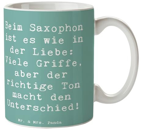 Mr. & Mrs. Panda Tasse Spruch Saxophon Liebe - Geschenk, Saxophonspiel, Kaffeetassen, Profimusiker, Trompeten, Kaffeebecher, Musiktechnik, Jazz,