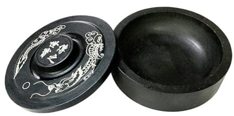 KONTONTY Kalligraphie-tintenstein Traditioneller Tintenstein Mit Abdeckung Drucktintenplatte Aus Hochwertigem Steinmaterial Für Kalligrafie Und Maltinte Tintenschleifzubehör Malzubehör