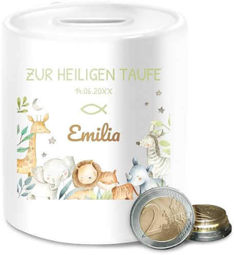 Spardose - Zur heiligen Taufe | Taufpräsent | Geschenk zur Taufe | Taufgabe | Andenken zur Taufe | Taufsouvenir - Unisize - Weiß - taufgeschenke Geschenke firmung konfirmation Taufe￼ spardosen
