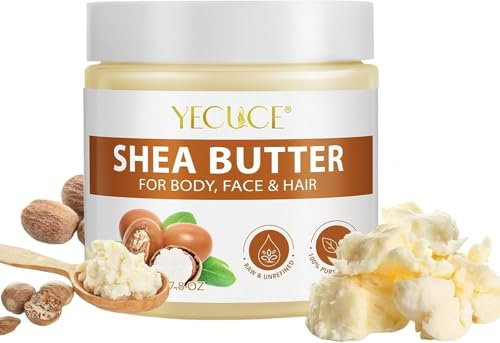 Beurre de Karité Biologique - Nourrit, Apaise et Adoucit la Peau Sèche - Brut et Non Défini - Hydratant au Beurre de Karité Naturel pour Nourrir le Corps et le Visage (7.8 oz)