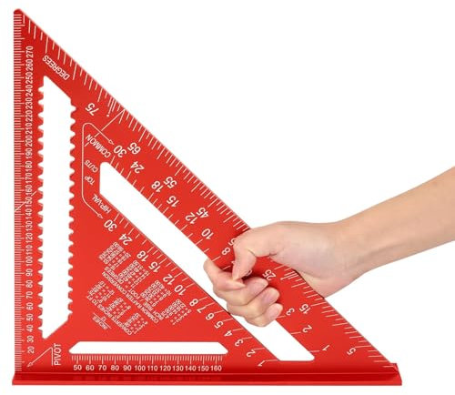 Équerre de charpentier en aluminium 30 cm Outil de toiture métrique multifonction – Équerre de vitesse pour le travail du bois avec rapporteur et détecteur d'angle pour la construction, les projets de
