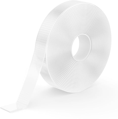 kinkaivy 5 m Doppelseitiges Klebeband Extra Stark, Mit Masche, 1,3 cm | Mit Masche, Nano Klebeband, Spurlos Abnehmbar für Foto, Poster, Teppich, Küche und Zuhause, 1 Rollen