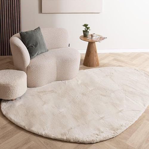 Hochflor Teppich - Comfy Supreme Pebble Creme - 120x170 cm | Einfarbig - Modern, Skandinavisch, Retro - Wohnzimmer, Kinderzimmer, Schlafzimmer, Flur, Babyzimmer - Fellteppich