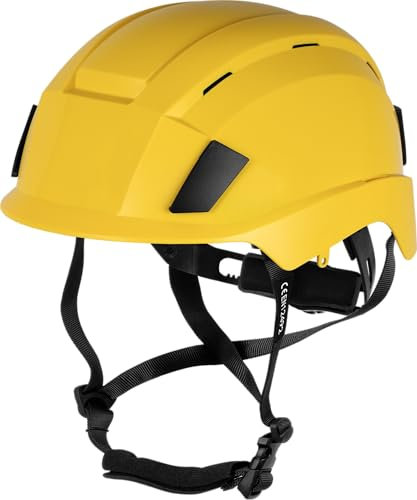 ACE Patera Premium Casco di sicurezza - casco da costruzione e da alpinismo per il lavoro e lo sport - casco da arrampicata leggero e casco da costruzione - Giallo