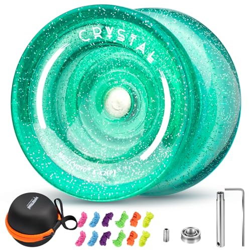 YOSTAR K2 - JoJo de cristal para niños con ralentí y rodamientos de bolas, truco Yoyo para dedo, Yoyo profesional Responsive & Unresponsive Yoyo para principiantes, con 12 cuerdas, juego de cojinetes
